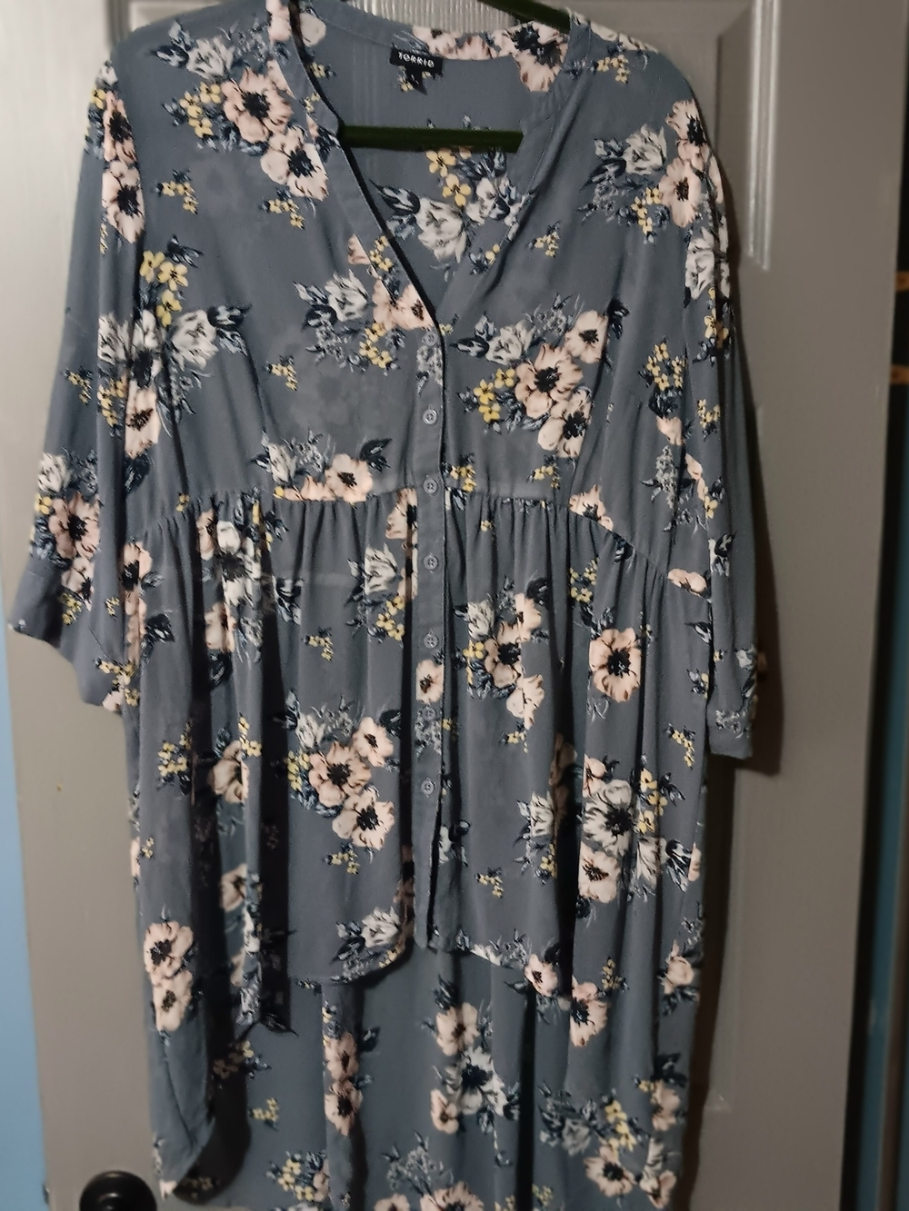 torrid Blue Floral High-Low Sheer Dress